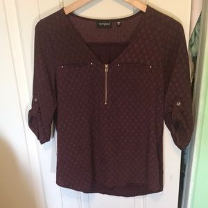 Long sleeve burgundy dress shirt
